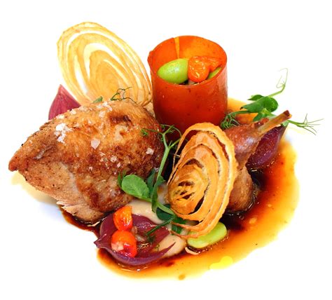 -Roast Quail, confit legs served with caramelized onion pure, onion tuile, grated English ...