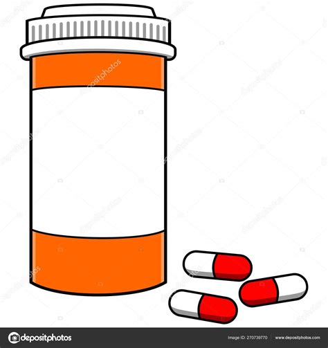 Pill Bottle Pills Cartoon Illustration Pill Bottle Few Pills Stock ...