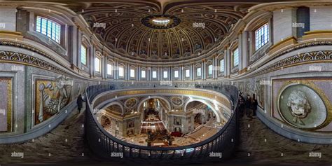 360° view of Balcony in the Basilica of St. Peter's on the way to climb the dome. Vatican City ...