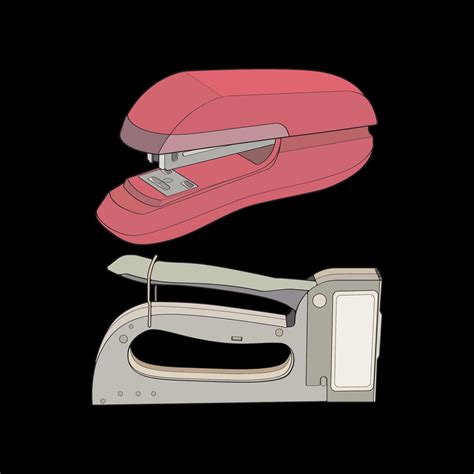 Set of stapler in vector art style, isolated on black background ...