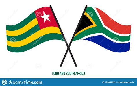 Togo and South Africa Flags Crossed and Waving Flat Style. Official ...