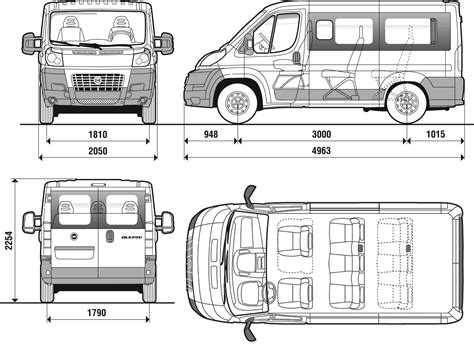 2007 Fiat Ducato Combi Bus blueprints free - Outlines