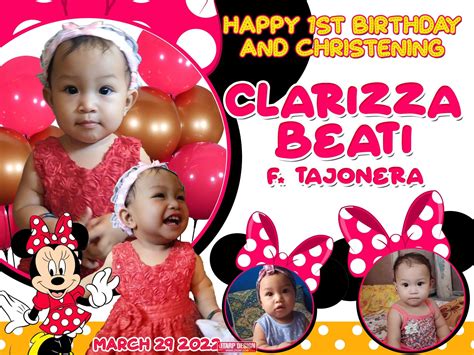 4x3 Happy 1st birthday and Christening CLARIZZA BEATI Minnie Mouse Tarpaulin Design