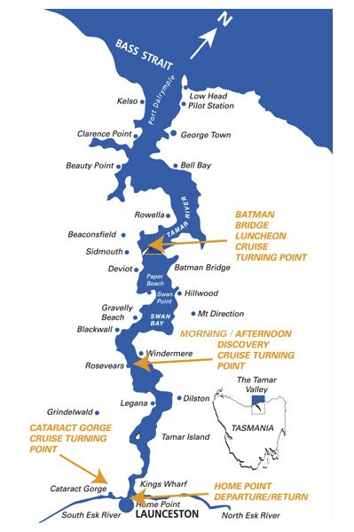 Cataract Gorge Cruises - Tamar Valley Map