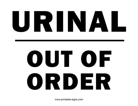 Urinal Out of Order Sign - Printable Signs