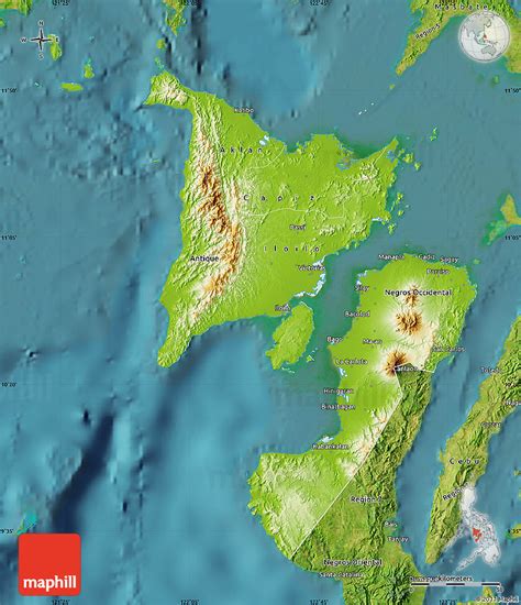 Physical Map of Region 6, satellite outside