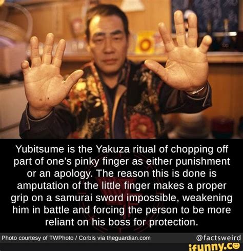 A UR A Yubitsume is the Yakuza ritual of chopping off part of one's ...