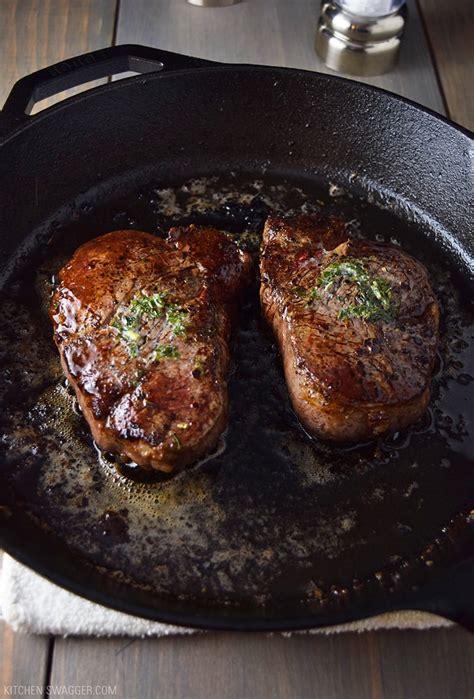 Pan-Seared Filet Mignon with Garlic & Herb Butter Recipe | Kitchen Swagger