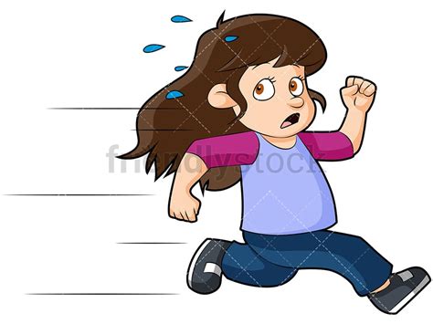 Scared Little Girl Running Away Cartoon Vector Clipart - FriendlyStock