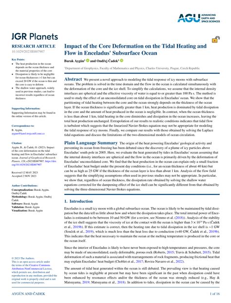 (PDF) Impact of the Core Deformation on the Tidal Heating and Flow in Enceladus' Subsurface Ocean