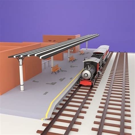 Train Station Low poly 3D model | CGTrader