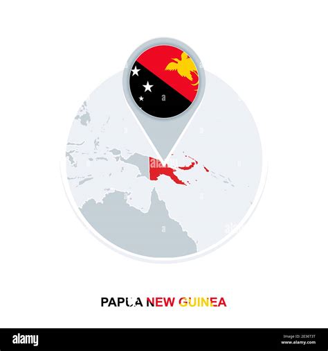 Papua New Guinea map and flag, vector map icon with highlighted Papua New Guinea Stock Vector ...