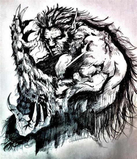 Werewolf Drawing by Shokeen Kalyan