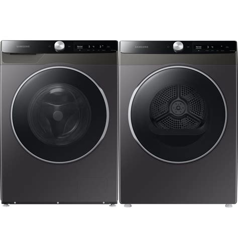 Samsung Grey 2.9 cu.ft. Stackable Front Load Washer and 4.0 cu.ft. Stackable Vented Dryer ...