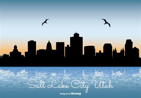 Beautiful Salt Lake City Skyline Illustration - Download Free Vector ...