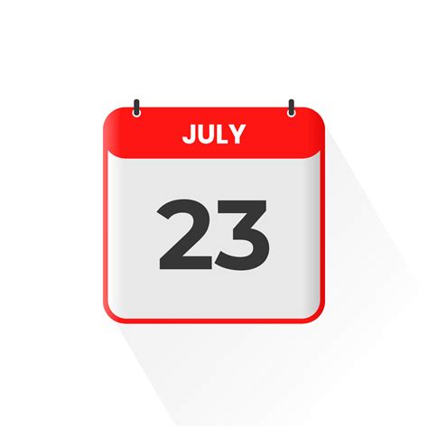 23rd July calendar icon. July 23 calendar Date Month icon vector ...