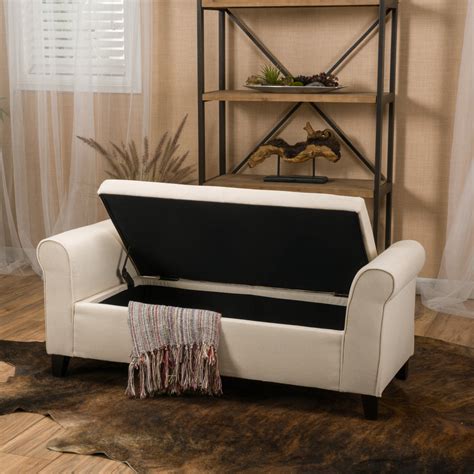 Danbury Contemporary Fabric Upholstered Storage Ottoman Bench with Rol ...