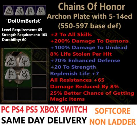 PC PS4 PS5 XBOX SWITCH Chains Of Honor Coh D2R Diablo 2 Resurrected ...