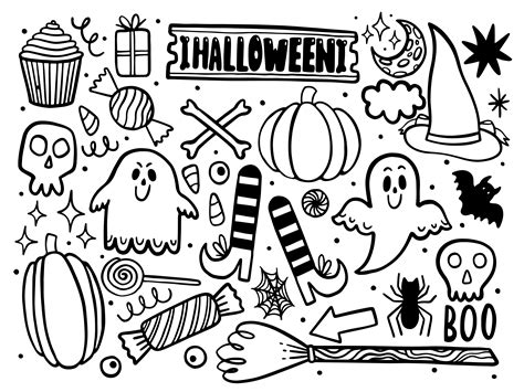 Halloween set outline By Arina Pictures | TheHungryJPEG