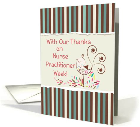 From Group, Happy Nurse Practitioner Week, Cute Bird on Stripes card