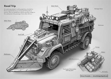 ArtStation - Road Trip: Post Apocalyptic Truck, Alvaro . | Zombie survival vehicle, Zombie ...