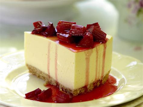 Summer lemon cheesecake with sticky rhubarb topping, cheese recipe, brought to you by Australian ...