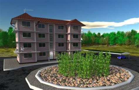 Apartment Building With Landscape Free 3d Model - .Obj - Open3dModel