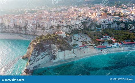 Tropea at Sunset, Italy. Aerial View from Drone Stock Image - Image of beautiful, landmark ...