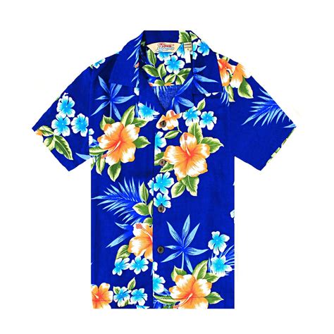 Hawaii Hangover - Boy Hawaiian Aloha Shirt in Hibiscus Blue Size 14 ...