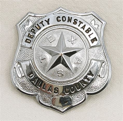 Late 1940s Dallas Co TX Deputy Constable Badge in Chrome Plated Brass ...