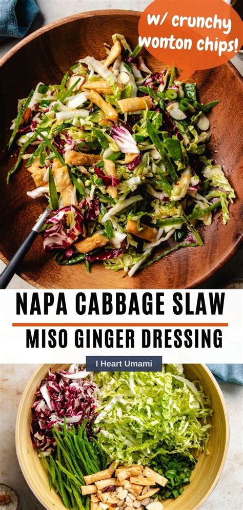 Napa Cabbage Slaw (with ginger miso dressing) | I Heart Umami®