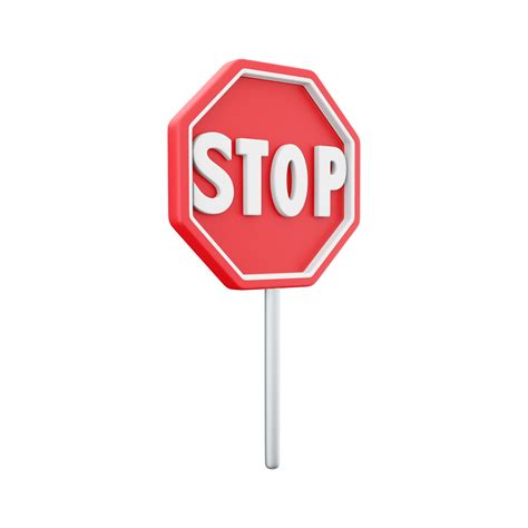 3d render red stop sign. The concept of warning. 3D render stop sign cartoon icon. 22538936 PNG