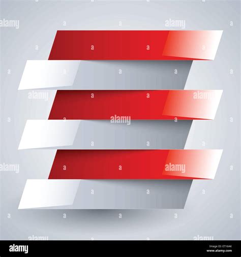 Infographics shiny white and red metallic rectangle banners with shadows on white background ...