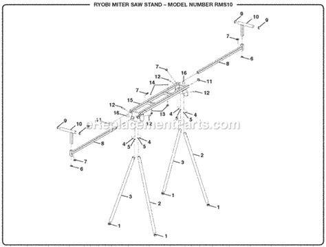 Ryobi RMS10 Miter Saw Stand OEM Replacement Parts From eReplacementParts.com