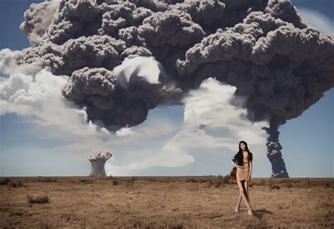 fashion editorial in front of nuclear explosion cloud. | Stable Diffusion | OpenArt