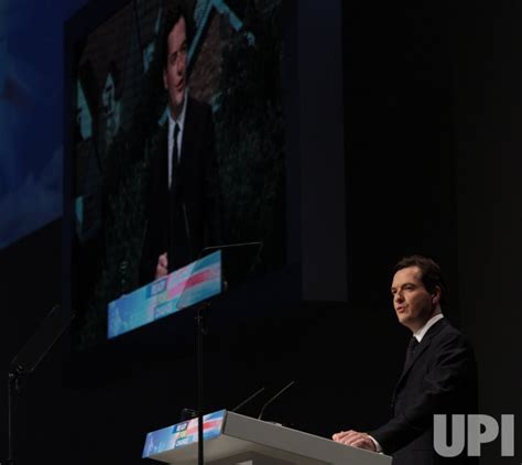 Photo: Shadow Chancellor George Osborne gives his Party Conference speech in Manchester ...