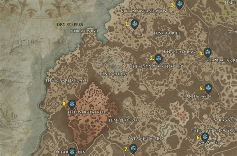 Diablo 4 Dry Steppes Waypoint Locations