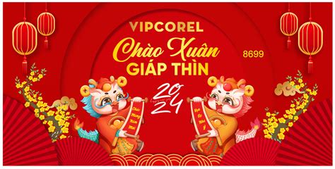 Backdrop Chào xuân giáp Thìn 2024 #31 | Download file corel thiết kế đồ họa vector VIP