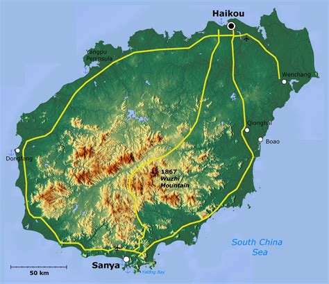 Hainan Island Tographic Map - Hainan Island • mappery