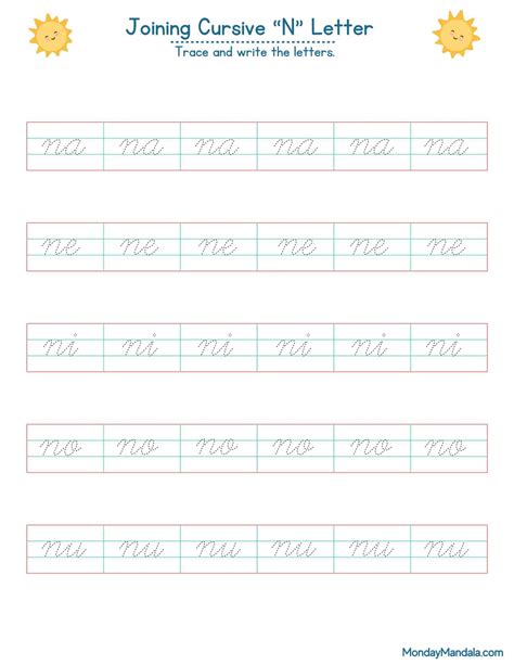 10 Cursive N Worksheets (Free Letter Writing Printables)