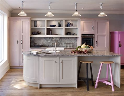 This Shaker #kitchen combines grey and its perfect partner pink to ...