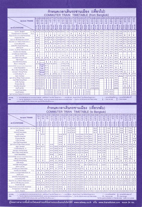 Timetable of State Railway of Thailand