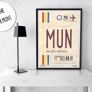 Maturin Airport Tag Venezuela Travel Poster MUN Airport - Etsy