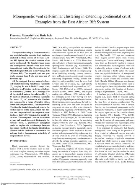 Monogenetic Vent Self-Similar Clustering in Extending Continental Crust: Examples from the East ...