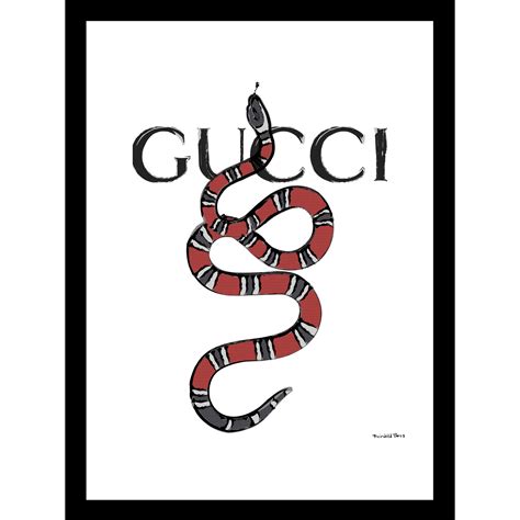 Simple Gucci Snake Red/Black 14" x 18" Framed Print, Red Yellow ...