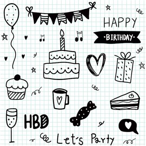 Premium Vector | Hand drawn collection hbd