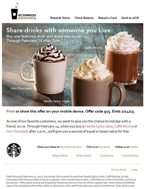 Second drink free after 2pm at Starbucks coupon via The Coupons App ...