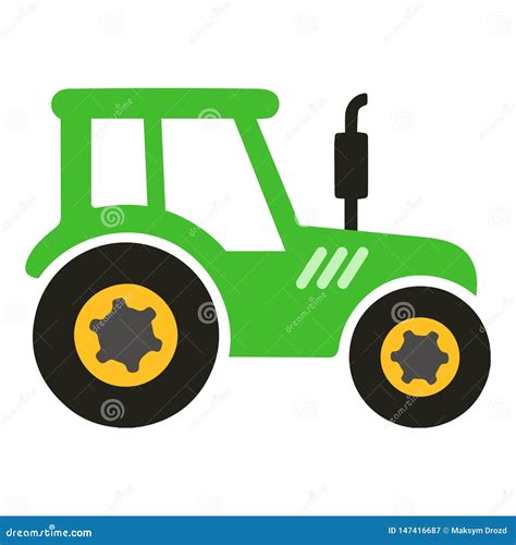 Big Green Tractor Vector Cartoon Isolated Editorial Photography - Illustration of green, clipart ...