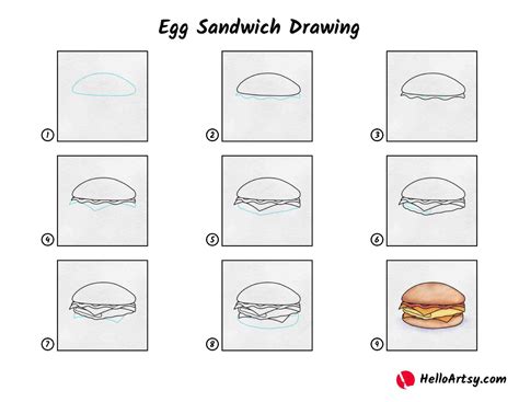 Egg Sandwich Drawing - HelloArtsy