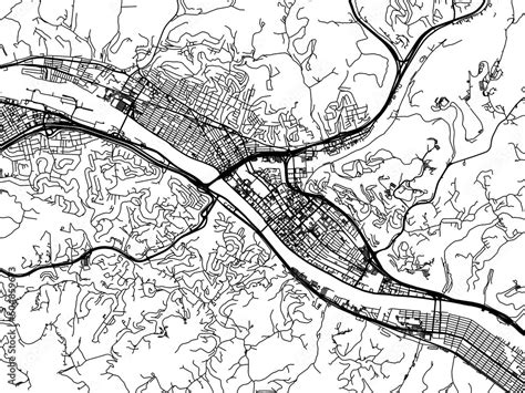 Road map of the city of Charleston West Virginia in the United States ...